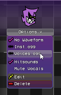 Image showing the menu for the strumlines, hovering over the Waveform button